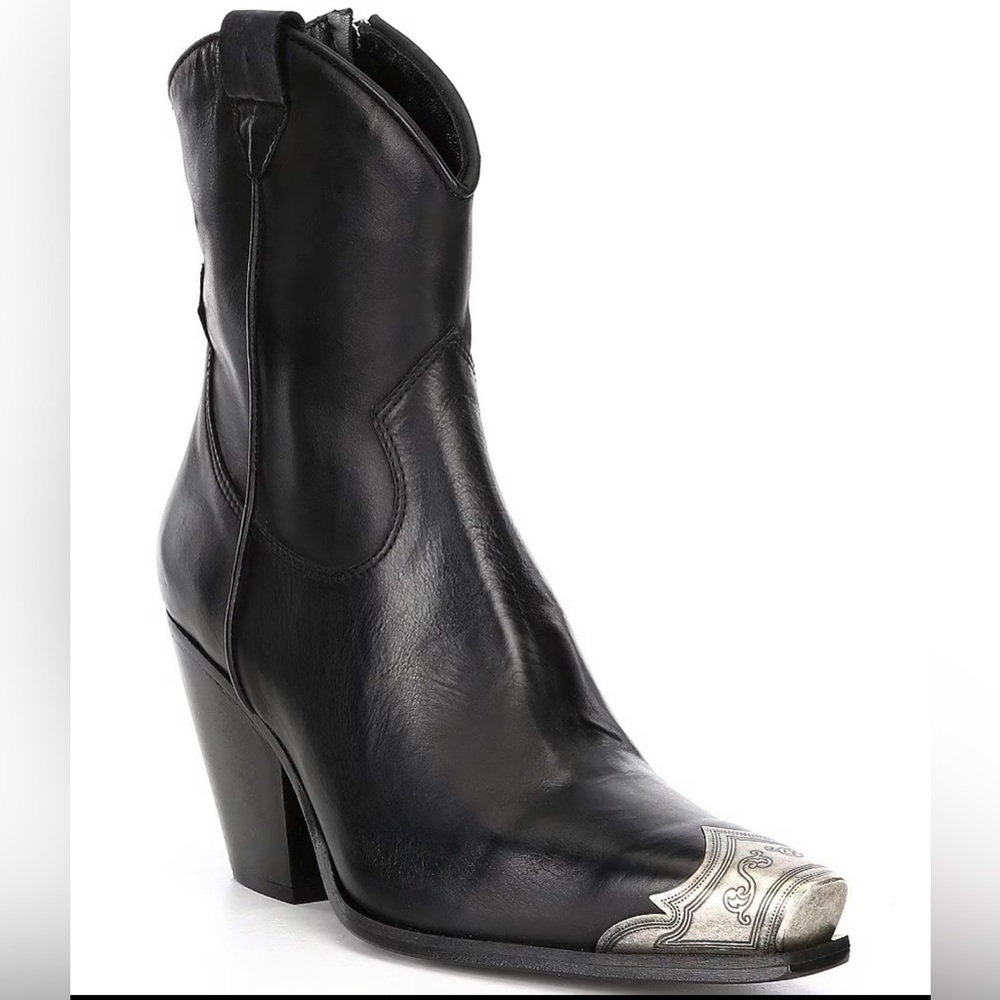Free People - Brayden Leather Metal Toe Tip Western Booties - Size 41 (11)